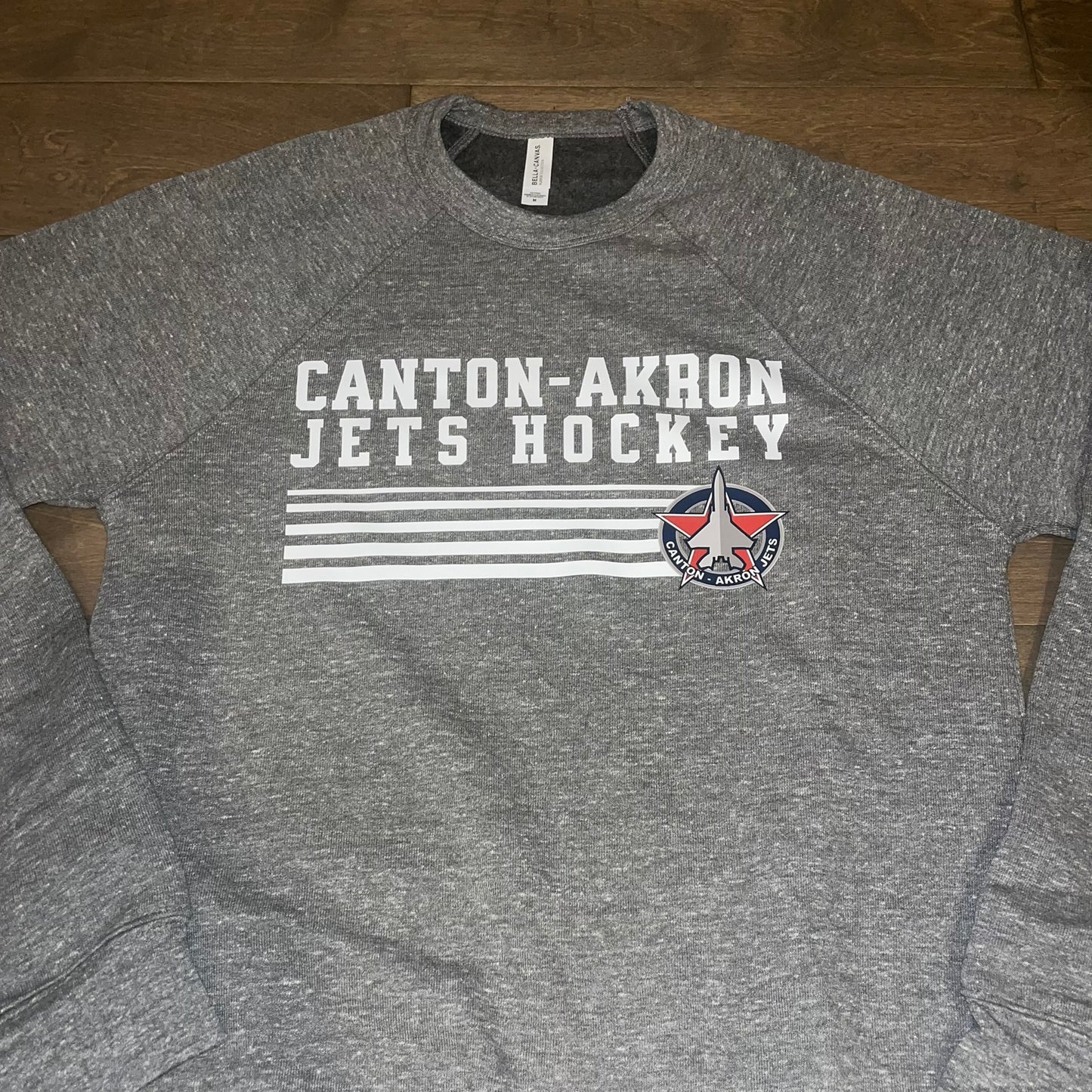 Canton-Akron Jets Stripe Hockey Logo Crew Sweatshirt