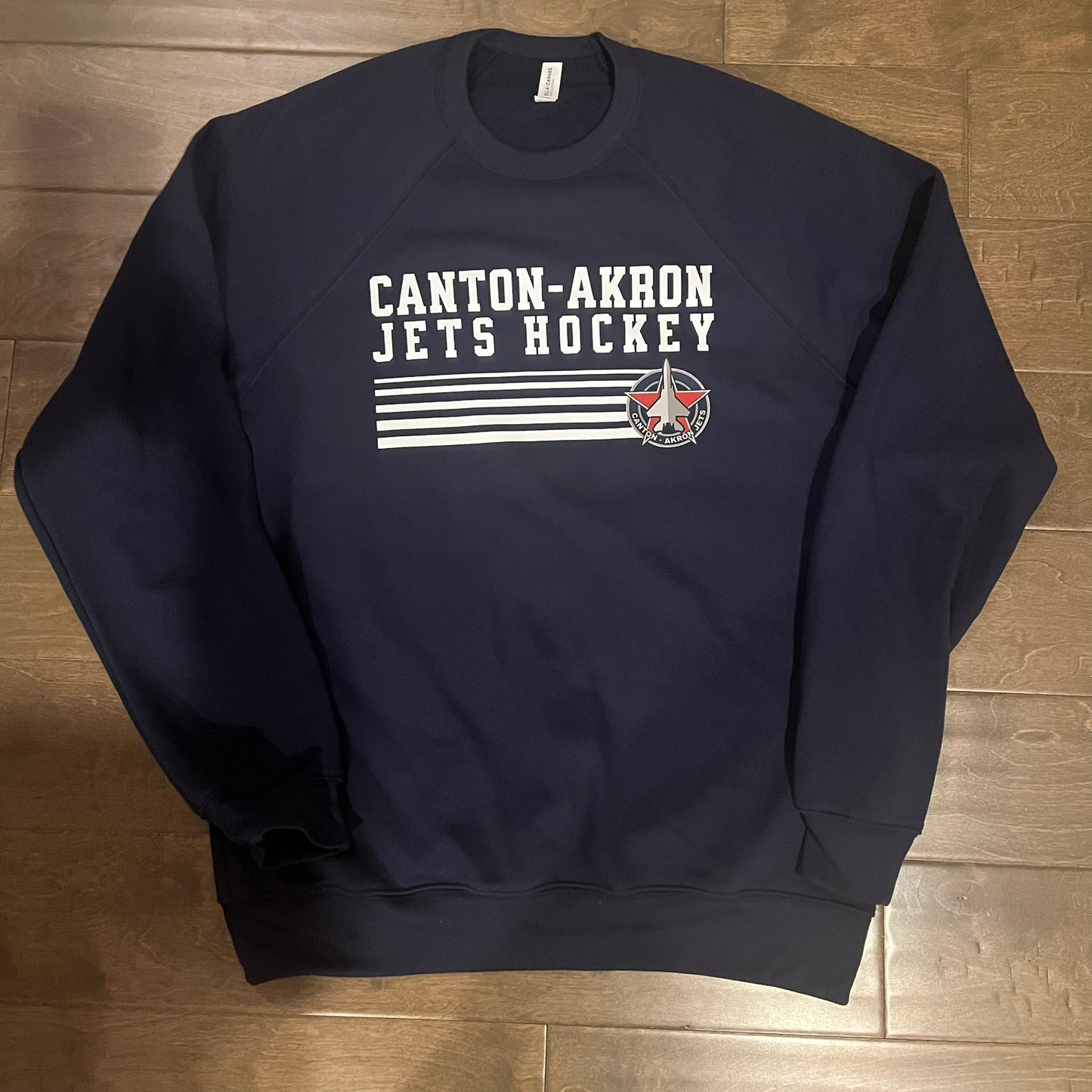 Canton-Akron Jets Stripe Hockey Logo Crew Sweatshirt
